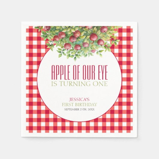 Fall Apple Unser erster Geburtstag Serviette (Vorderseite)