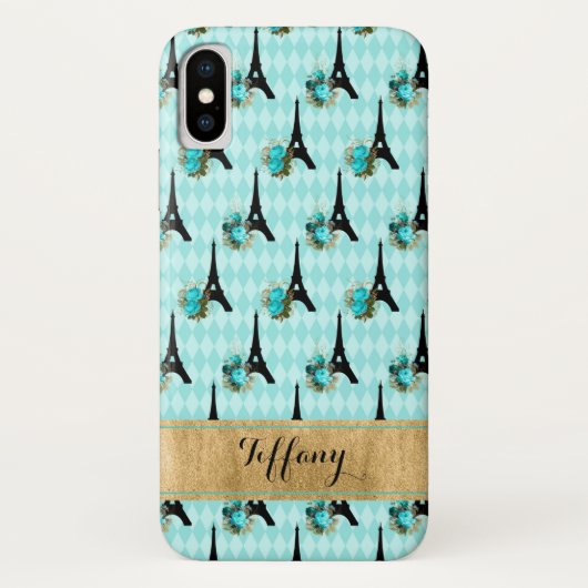 Fall Aqua, Black, Gold Paris Case-Mate iPhone X Case-Mate iPhone Hülle (Rückseite)