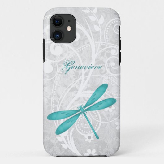 Fall aquamarin Dragonfly Personalisiert iPhone 11 Case-Mate iPhone Hülle (Rückseite)