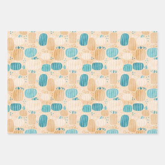 Fall Aquamarinen Pumpkins Geschenkpapier Set (Vorderseite 2)