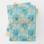 Fall Aquamarinen Pumpkins Geschenkpapier Set (Beispiel)