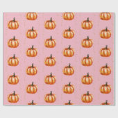 Fall-Aquarell-Kürbis-Rosa Geschenkpapier (Flach)