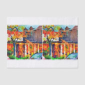 Fall-Aquarellfeuerfarbedecoupage gemischte Medien Seidenpapier (Vorderseite)