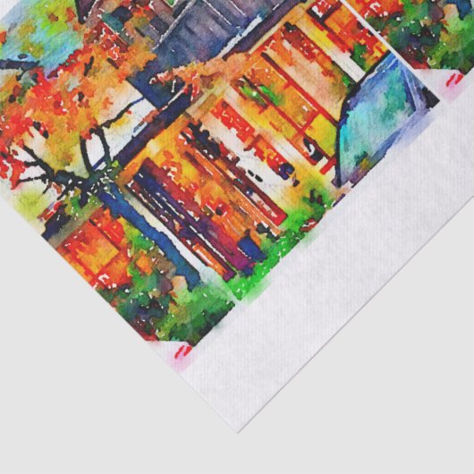 Fall-Aquarellfeuerfarbedecoupage gemischte Medien Seidenpapier (Ausschnitt)