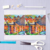 Fall-Aquarellfeuerfarbedecoupage gemischte Medien Seidenpapier (Handwerk)