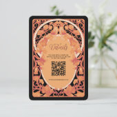 Fall Art Nouveau QR Code Hochzeitkarte Begleitkarte (Stehend Vorderseite)