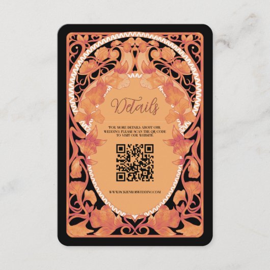 Fall Art Nouveau QR Code Hochzeitkarte Begleitkarte (Vorderseite)