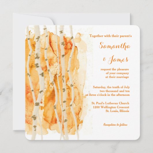 Fall Aspen Grove Custom Wedding Einladung (Vorderseite)