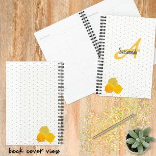 Fall-Aspens-Blätter und Monogram-Polka-Punktmuster Planer