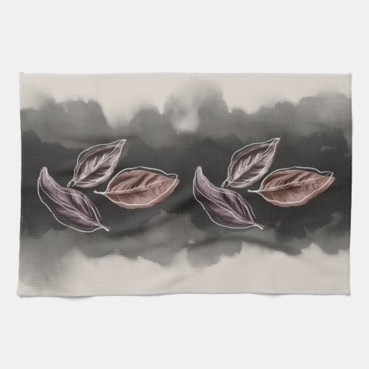 Fall Atumn Leaves Mid century Modern Geschirrtuch (Horizontal)