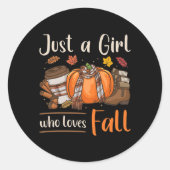 Fall Autum nur ein Mädchen, das Lieben fallen Runder Aufkleber (Vorderseite)