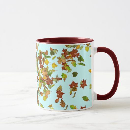 FALL/AUTUMENBLÄTTEN, Aquamarin blau Tasse (Rechts)