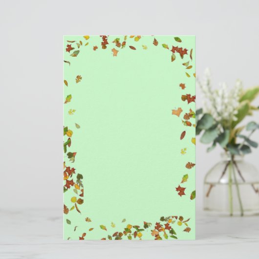 FALL/AUTUMENBLÄTTEN, grün Briefpapier (Stehend Vorderseite)