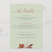Fall autumn boho leaves wedding details sage green begleitkarte (Vorderseite)