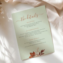 Fall autumn boho leaves wedding details sage green