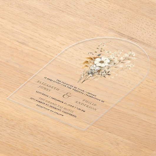 Fall Autumn Boho Wildflower Wedding Acryleinladungen (Ablage )