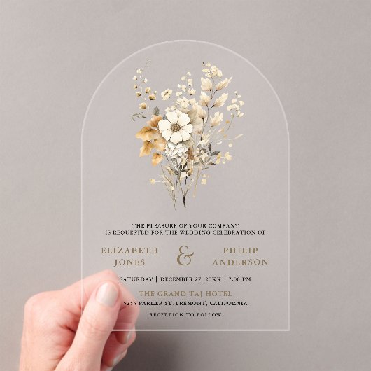 Fall Autumn Boho Wildflower Wedding Acryleinladungen (Insitu (Handheld))