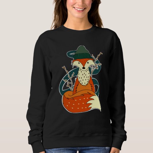 Fall Autumn Fox Animal Woodland Creature Cozy Hat  Sweatshirt (Vorderseite)