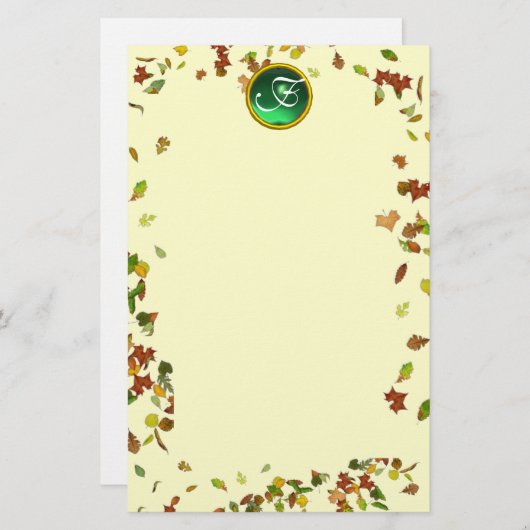 FALL/AUTUMN LASTEN EMERALD GEMSTONE MONOGRAM BRIEFPAPIER (Vorne/Hinten)