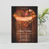 Fall | Autumn Leaves Pumpkins Wood Birthday Party Einladung (Stehend Vorderseite)