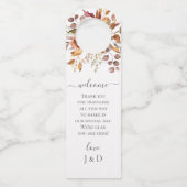 Fall Autumn Leaves Rustic Country Boho Wedding Flaschenanhänger (Vorderseite)