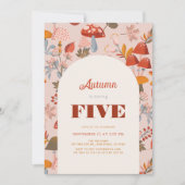 Fall/Autumn Mushroom & Wildflower Pink Birthday Einladung (Vorderseite)