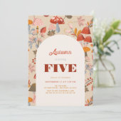 Fall/Autumn Mushroom & Wildflower Tan Birthday Einladung (Stehend Vorderseite)