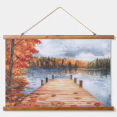 Fall Autumn Nature Lake Trees Landscape Painting Wandteppich Mit Holzrahmen (Vorne)