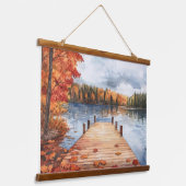 Fall Autumn Nature Lake Trees Landscape Painting Wandteppich Mit Holzrahmen (Gewinkelt)