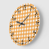 Fall Autumn Orange Plaid Pattern Große Wanduhr (Winkel)