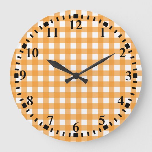 Fall Autumn Orange Plaid Pattern Große Wanduhr (Vorderseite)
