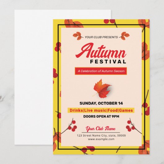 Fall / Autumn Party Flyer Einladung (Vorne/Hinten)