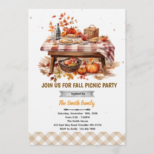 Fall autumn picnic party invitation einladung (Vorderseite)