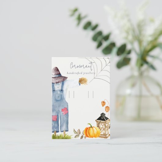 Fall Autumn Pumpkin Scarecrow Loop Earring Display Visitenkarte (Stehend Vorderseite)