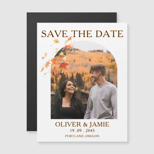 Fall Autumn Save the Date Wedding Magnetic Card Magnetkarte (Vorne/Hinten)