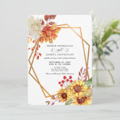 Fall Autumn Sunflower Wedding Invitation  Einladung (Stehend Vorderseite)