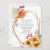 Fall Autumn Sunflower Wedding Invitation  Einladung (Vorderseite)