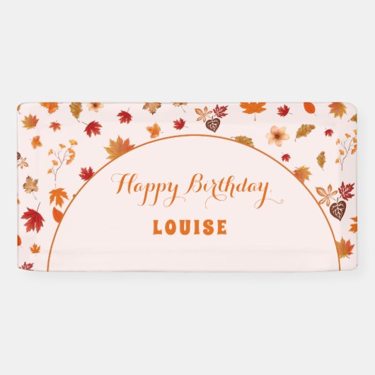 Fall Autumn Watercolor Floral Birthday Party Banner (Horizontal)