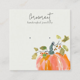 Fall Autumn Watercolor Pumpkin Earring Display Quadratische Visitenkarte