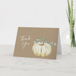 Fall autumn white pumpkin greenery photo  dankeskarte