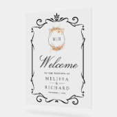 Fall Autumn Wildflower Crest Wedding Welcome Acrylschild (Winkel)