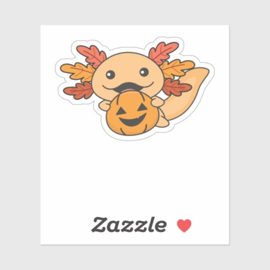 Fall Axolotl mit Herbstlauben Pumpkin Fall Aufkleber (Blatt)