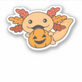 Fall Axolotl mit Herbstlauben Pumpkin Fall Aufkleber (Vorderseite)