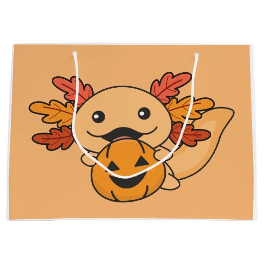 Fall Axolotl mit Herbstlauben Pumpkin Fall Große Geschenktüte (Vorderseite)