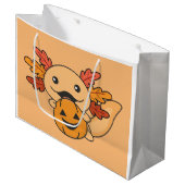 Fall Axolotl mit Herbstlauben Pumpkin Fall Große Geschenktüte (Vorderseite Schrägansicht)