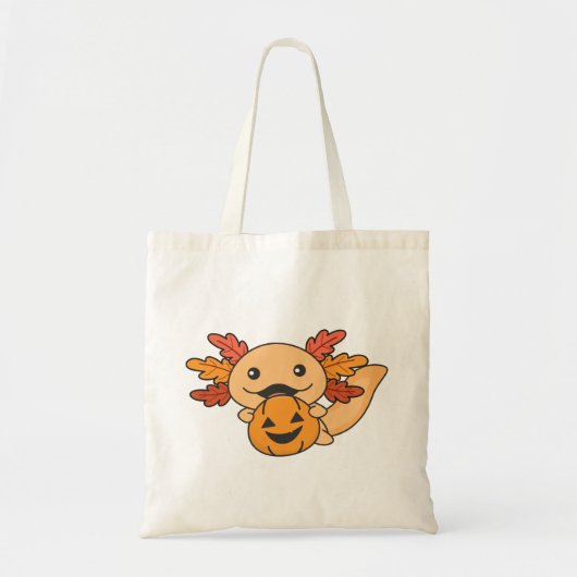Fall Axolotl mit Herbstlauben Pumpkin Fall Tragetasche (Vorne)