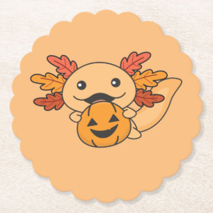 Fall Axolotl mit Herbstlauben Pumpkin Fall Untersetzer