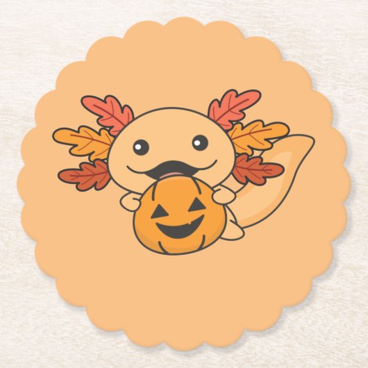 Fall Axolotl mit Herbstlauben Pumpkin Fall Untersetzer (Vorderseite)