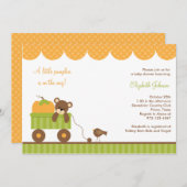 Fall Baby Bear in Wagon Einladungen (Vorne/Hinten)