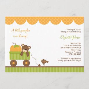 Fall Baby Bear in Wagon Einladungen